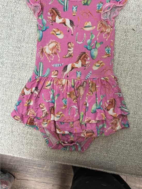 Birdie Bean Other - Pink Horse Print Ruffle One-Piece Bodysuit for Kids